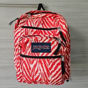 Jansport Big Student Backpack Red White Zebra Print School College Travel Bag